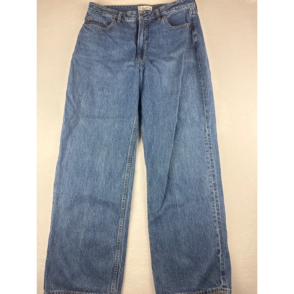 Abercrombie & Fitch Curve Love The Loose High Rise Jeans 32 Medium Wash Blue